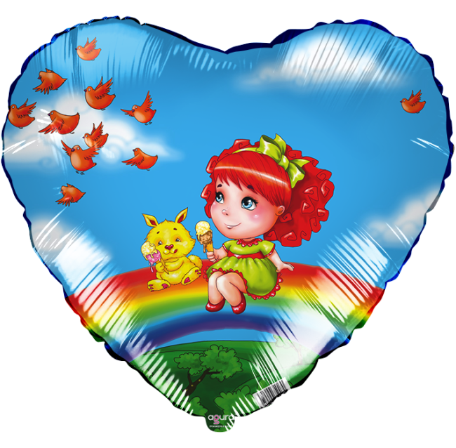 Ag (18"/45см) /Сердце, Девочка на радуге, 1 шт.