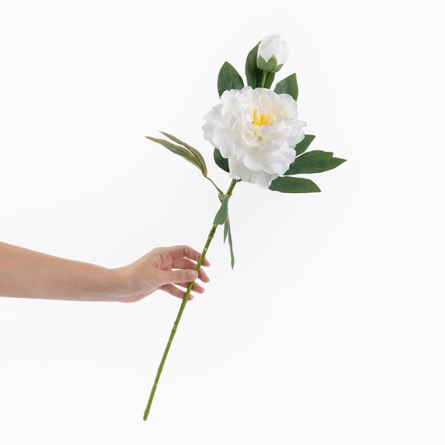 Пион, искусственный, Белый, 60 см, 1 шт. в упак.