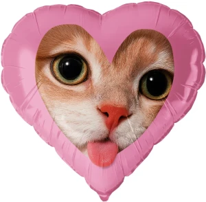 Fa (18''/46 см) Сердце, Котик, 1 шт. в уп.