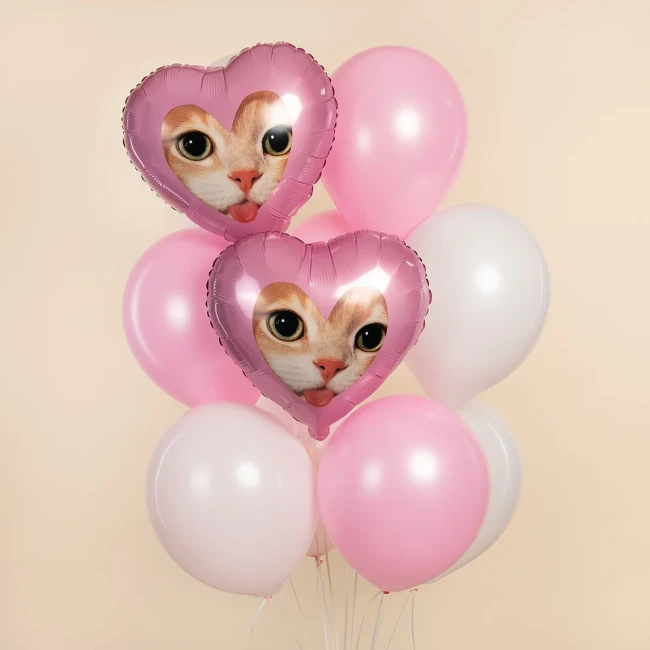 Fa (18''/46 см) Сердце, Котик, 1 шт. в уп.