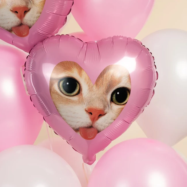 Fa (18''/46 см) Сердце, Котик, 1 шт. в уп.