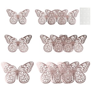 Наклейки Нежные бабочки, Розовое Золото, 8-12 см*4 шт, 12 шт, 1 упак.
