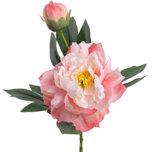 Пион, искусственный, Светло-розовый, 60 см, 1 шт. в упак.