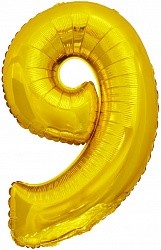 Fa (34''/86 см) Цифра, 9, ЭКО, Золото, в упаковке 1 шт.