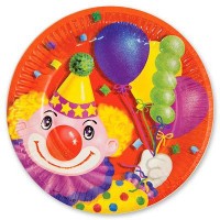 Тарелка бум Клоун с шарами 17см 6шт/G