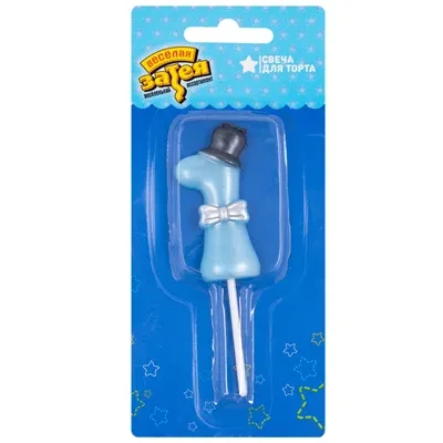 Свеча -цифра "1" Голубая Цилиндр перл., 6см