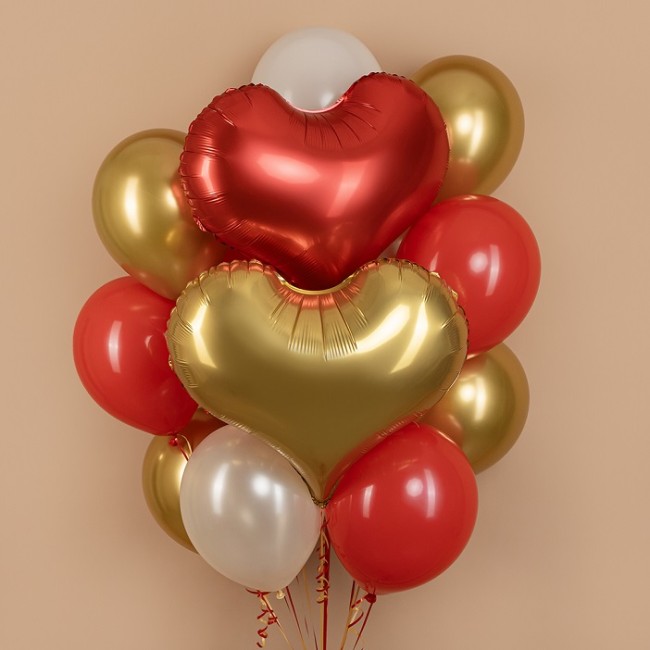 Fa (24''/61 см) Сердце, Люкс, Красный, Сатин, 1 шт.