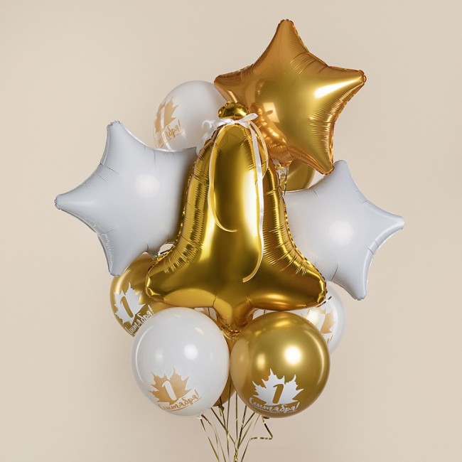 Дб (12''/30 см) 1 Сентября!, Белый/Золото, хром, 2 ст, 25 шт.