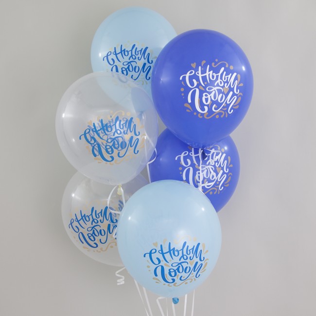 ВВ (12''/30 см) С Новым Годом!, Ассорти, кристалл, 2 ст, 25 шт.