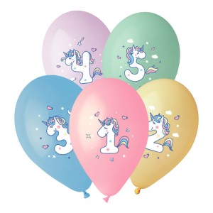 Gm (14&quot;/35 см) Цифры 1-5 Для девочки, Асс. Пастель, 1 ст. 5 цв. 25 шт.