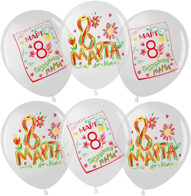 Вв (12"/30 см) 8 Марта (карандаши), Белый/Прозрачный, кристалл, 1 ст, 25 шт.