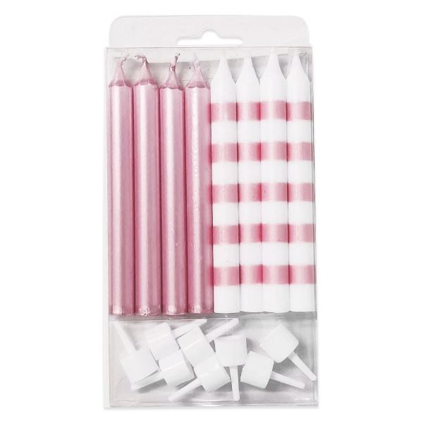 MС Свечи Ассорти Pink & White в полоску 8 шт 8 см.