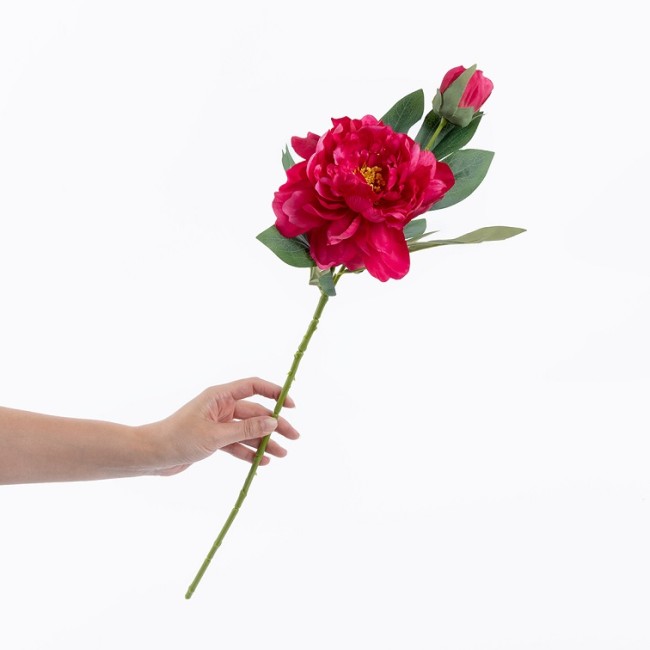 Пион, искусственный, Ярко-розовый, 60 см, 1 шт. в упак.