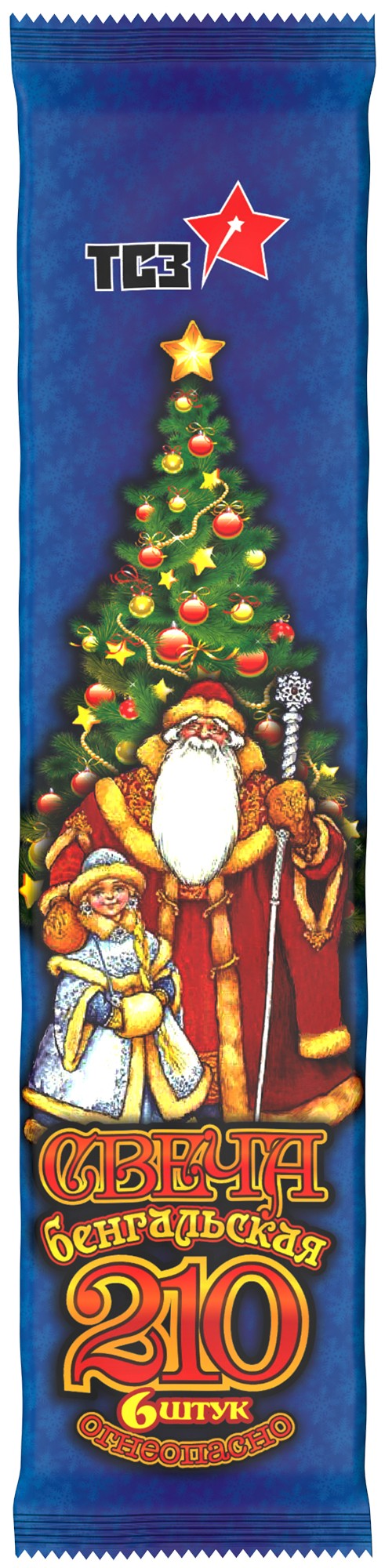 Бенгальский огонь 35 сек, 21 см, 6 шт. с держат.