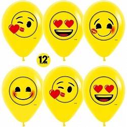 Sp (12&quot;/30 см) Смайлы, Emoji (Любовь), Желтый (020), пастель, 2 ст, 12 шт.
