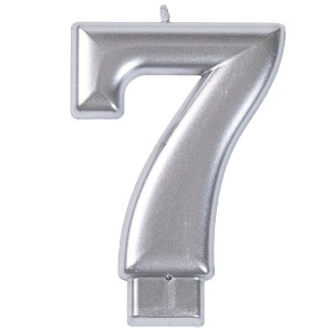 Свеча -цифра "7" Серебряная 8см/V