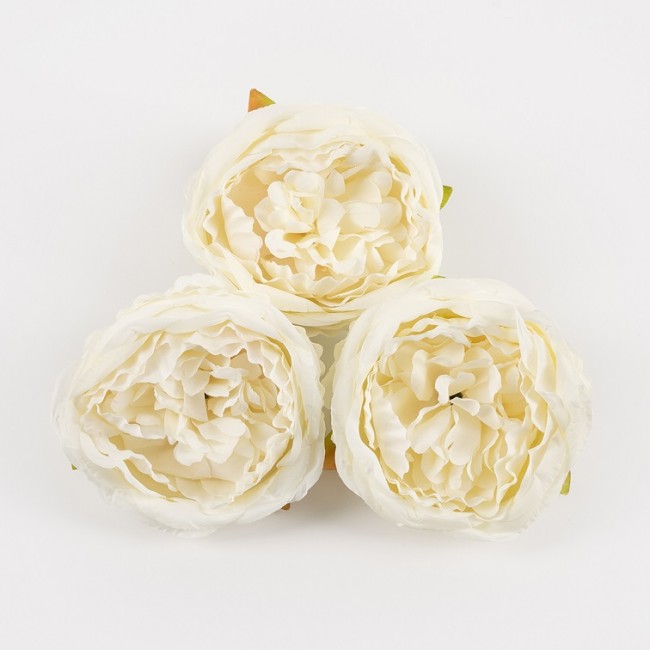 Пионовидная роза (бутон), искусственная, Белый, 9 см, 3 шт. в упак.