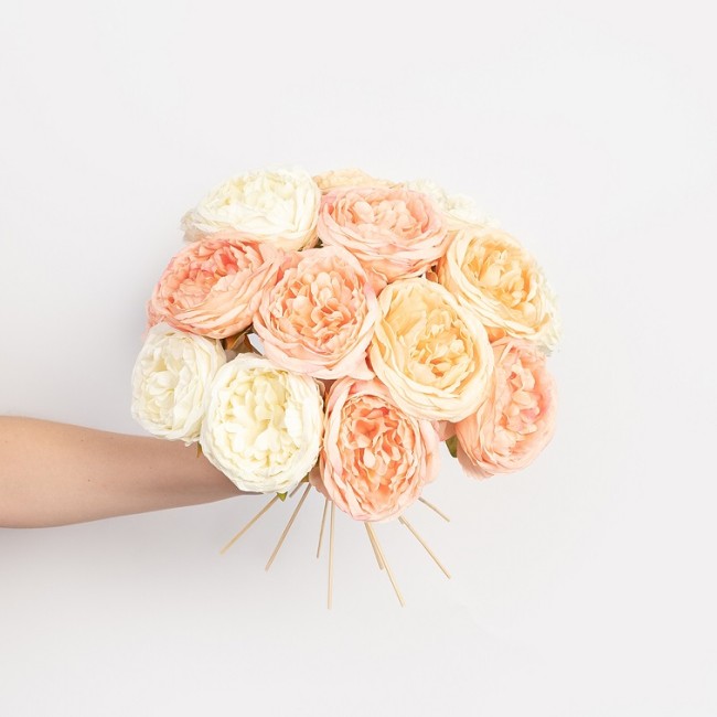 Пионовидная роза (бутон), искусственная, Белый, 9 см, 3 шт. в упак.