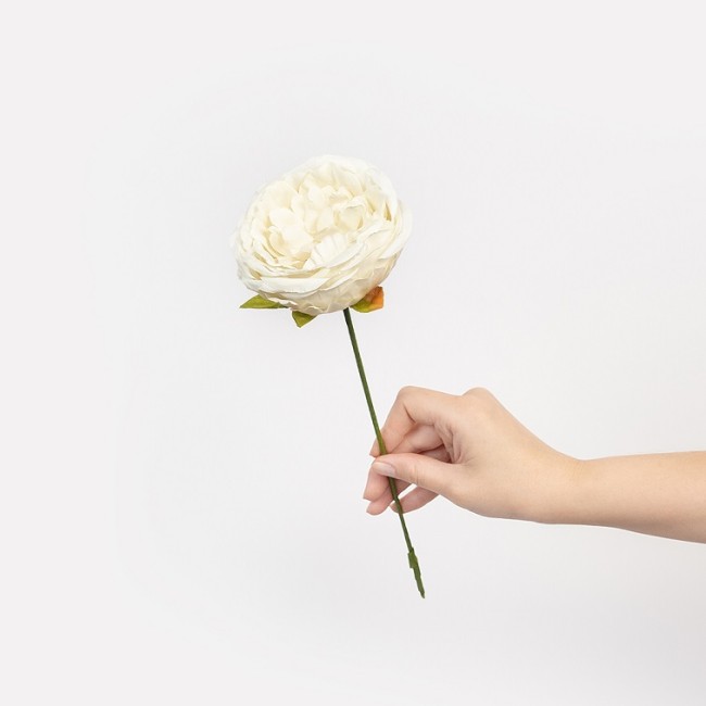 Пионовидная роза (бутон), искусственная, Белый, 9 см, 3 шт. в упак.