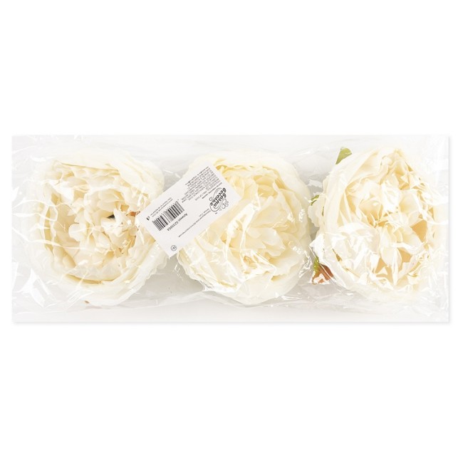 Пионовидная роза (бутон), искусственная, Белый, 9 см, 3 шт. в упак.