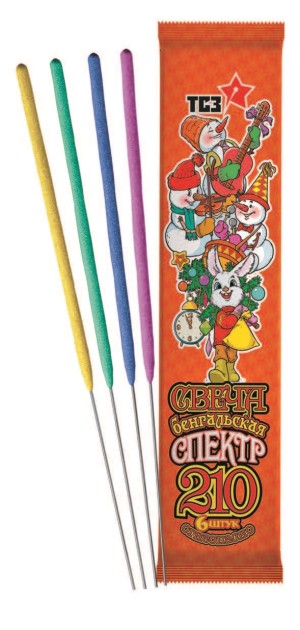 Бенгальский огонь 35 сек, Ассорти, 21 см, 6 шт. с держат.
