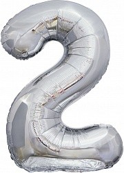 Fa (34''/86 см) Цифра, 2, ЭКО, Серебро, в упаковке 1 шт.