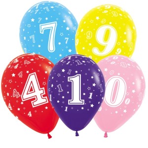 Sp (12''/30 см) /Ассорти цифр "Звезды", Ассорти Пастель, 5 ст. 50 шт.