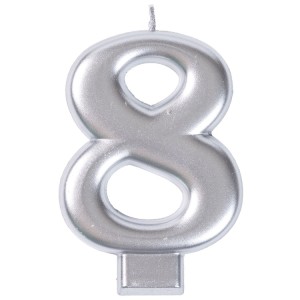 Свеча -цифра "8" Серебряная 8см/V