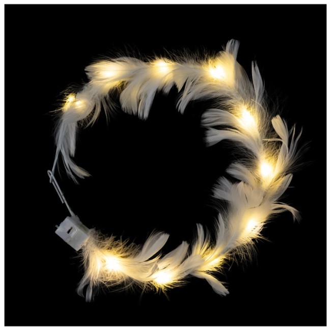 Ободок светящийся с перьями белый/G