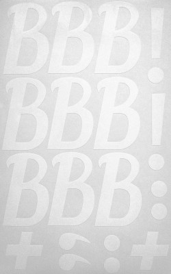 Наклейки буквы 8 см "В" белые, 1 лист