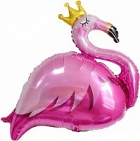Fa (35"/89 см) Фигура, Фламинго в короне, Розовый, 1 шт.