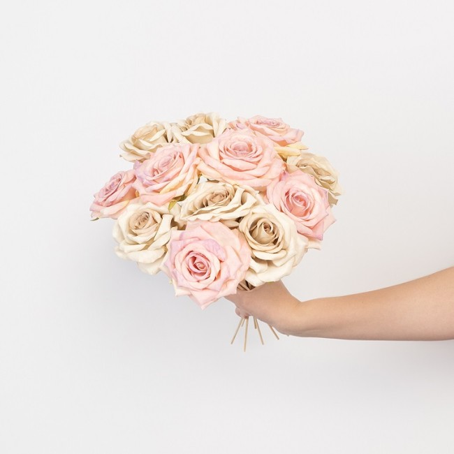 Пионовидная роза (бутон), искусственная, Розовый, 9 см, 3 шт. в упак.