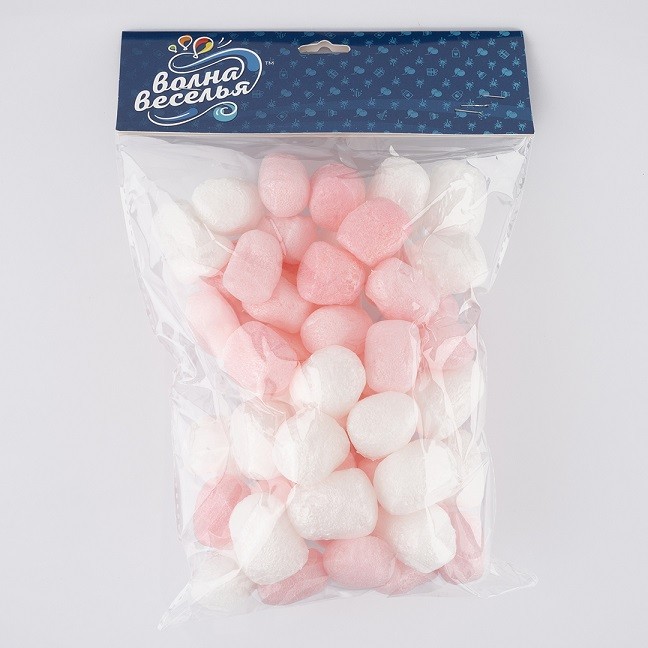 Шарики пенопласт, Маршмэллоу, Цветной микс, Розовый/Белый, Макарунс, 20-25 мм, 10 гр.