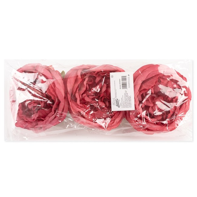 Пионовидная роза (бутон), искусственная, Ярко-розовый, 9 см, 3 шт. в упак.