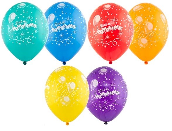 Bb (14''/36 см) Шелкография пастель С ДР Шары Конфетти (25 шт.)