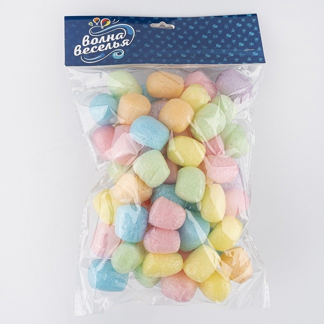 Шарики пенопласт, Маршмэллоу, Цветной микс, Мультиколор, Макарунс, 20-25 мм, 10 гр.