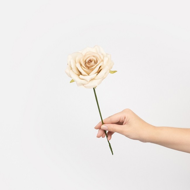 Роза (бутон), искусственная, Кремовый, 9 см, 3 шт. в упак.