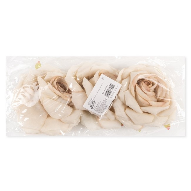 Роза (бутон), искусственная, Кремовый, 9 см, 3 шт. в упак.