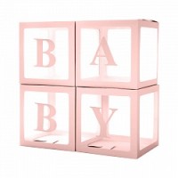 Набор коробок для шаров Baby, Нежно-розовый, 30*30*30 см, 4 шт. в кор.