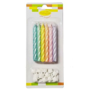 MС Свечи Перламутр Ассорти 8 см с держателями 12 шт.