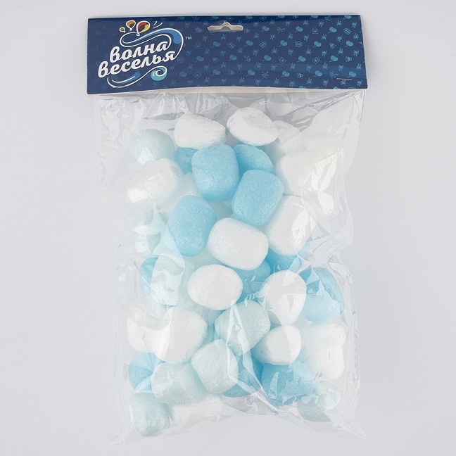 Шарики пенопласт, Маршмэллоу, Цветной микс, Голубой/Белый, Макарунс, 20-25 мм, 10 гр.