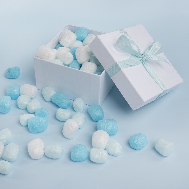 Шарики пенопласт, Маршмэллоу, Цветной микс, Голубой/Белый, Макарунс, 20-25 мм, 10 гр.