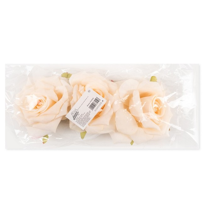 Роза (бутон), искусственная, Персиковый, 9 см, 3 шт. в упак.