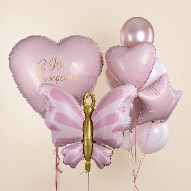 Fa (34''/86 см) Фигура, Изящная бабочка, Розовый, Сатин, 1 шт.