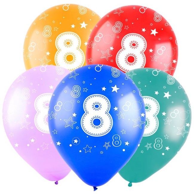 Вх (12"/30 см) Цифра "8", Ассорти Пастель, 5 ст. 50 шт.