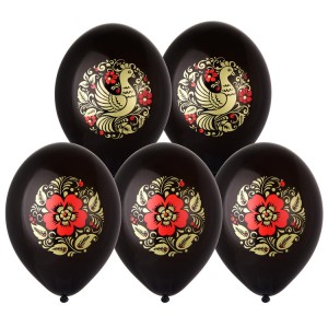 Bb (14''/35 см) Шар с рис.  Русский стиль Хохлома 2цв, 25 шт.