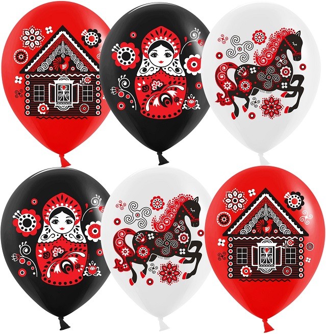 Дб (12''/30 см) Русские мотивы, Ассорти, пастель, 1 ст, 25 шт.