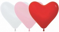 Sp Сердце (12"/30 см) Ассорти Белый (005)/Розовый (009)/Фуше (012)/Красный (015), пастель, 100 шт.