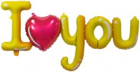 Fa (48''/122 см) Надпись ''I love you'' с сердцем, Желтый, 1 шт.