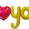 Fa (48''/122 см) Надпись ''I love you'' с сердцем, Желтый, 1 шт.